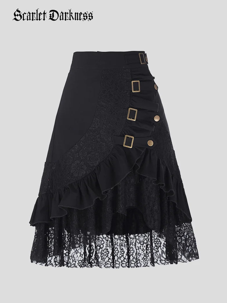 Steampunk Vintage Hippie Lace Layered Party Skirt SCARLET DARKNESS
