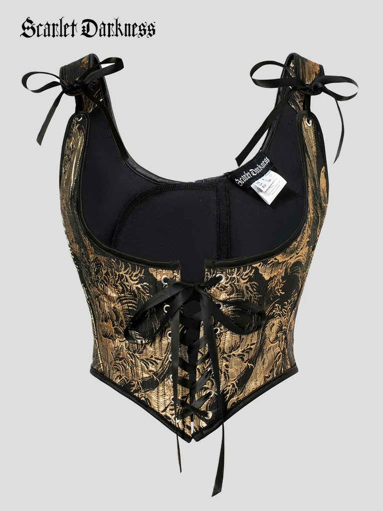 Scarlet Darkness Renaissance Jacquard Under bust Corset for Fairy Cosplay
