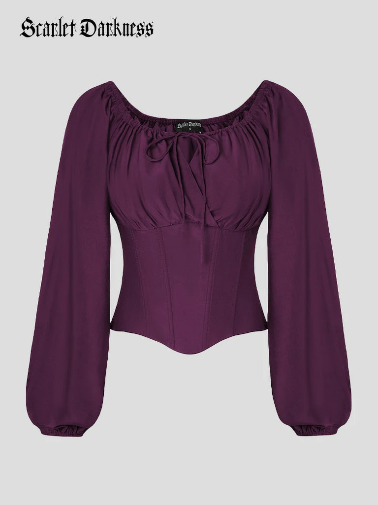 Scarlet Darkness Comfy Fairy Off Shoulder Boned Corset Tops Purple