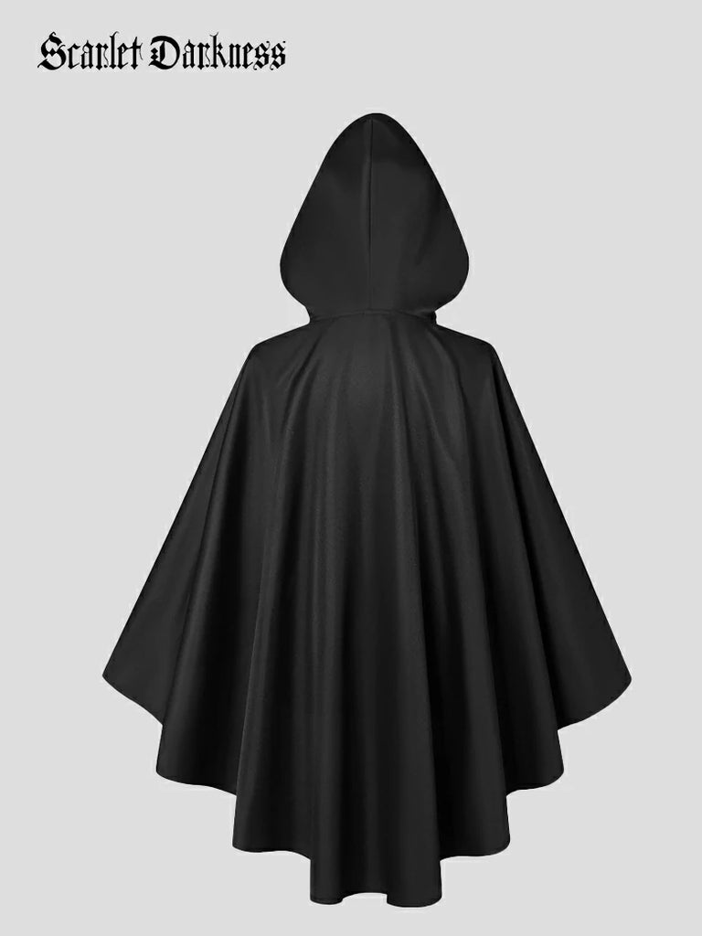 Scarlet Darkness 2025 Renaissance Wizard Short Hooded Cloak