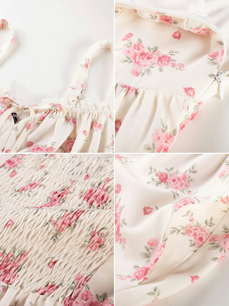 Scarlet Darkness Spring Victorian Floral Pockets Corset Milkmaid Dress