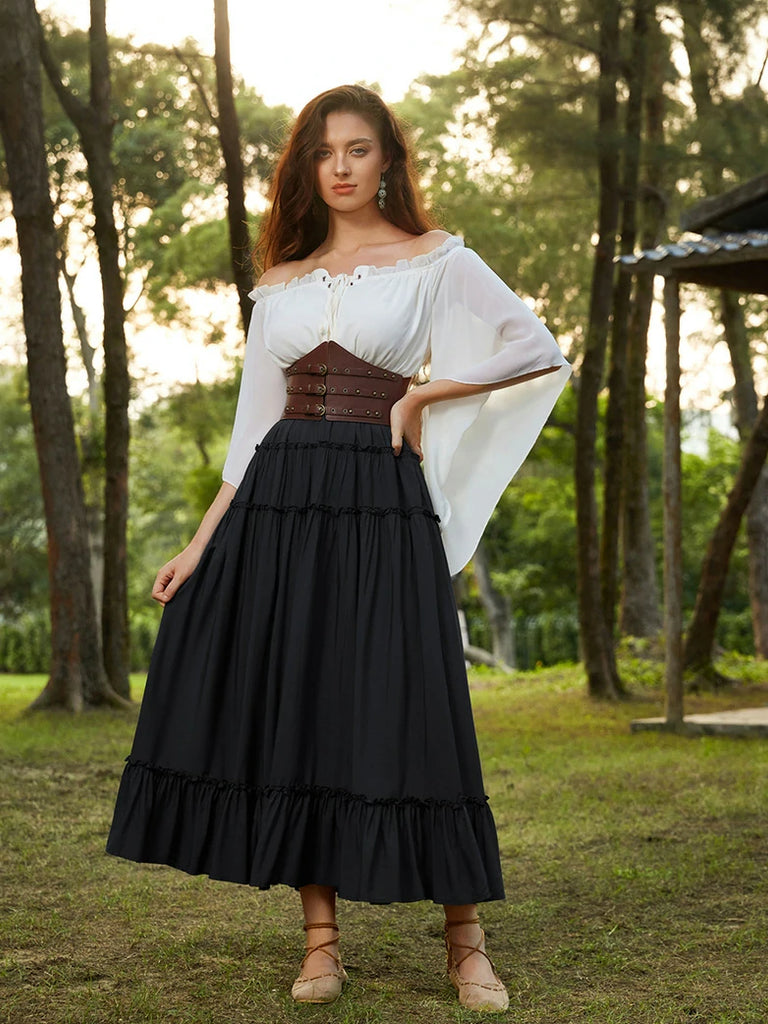 Scarlet Darkness Prairie Renaissance Layered and Versatile Pocket Skirt