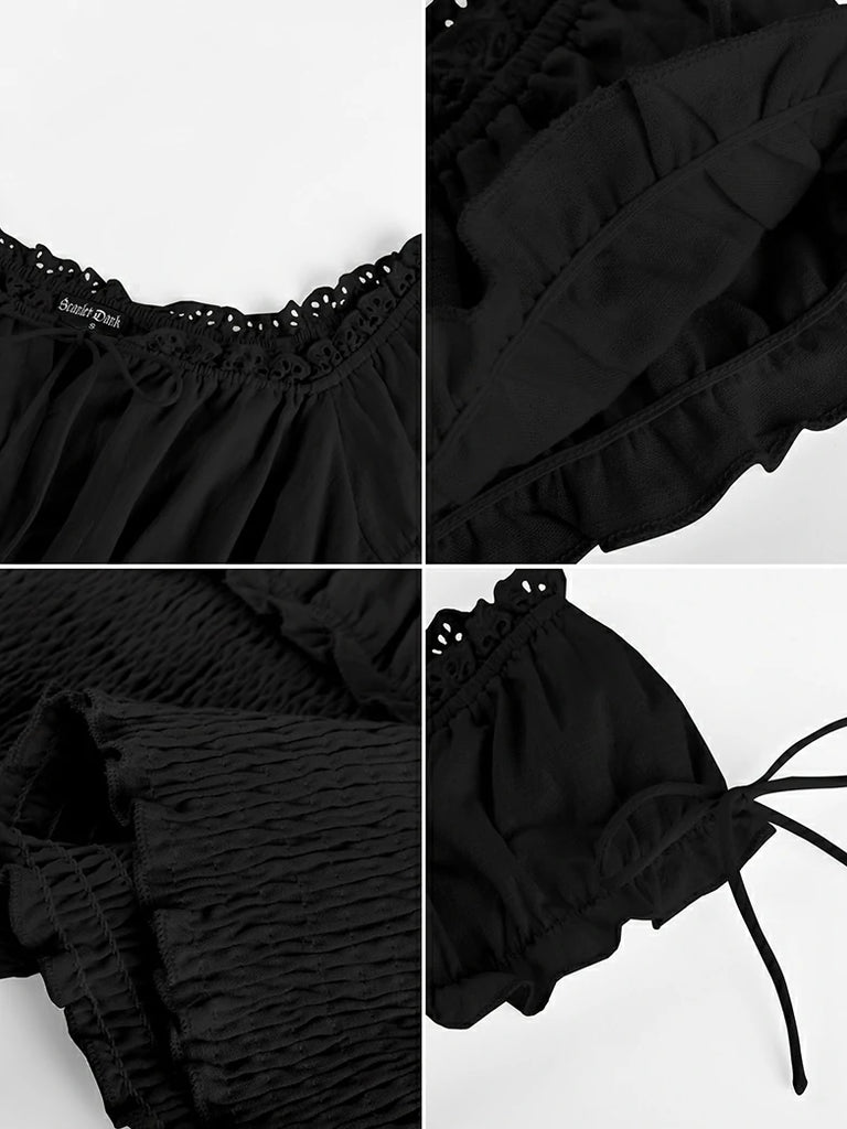 Scarlet Darkness 100% Cotton Renaissance Smocked Waist Tops