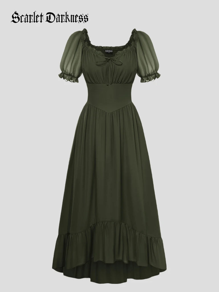 Scarlet Darkness Renaissance Off Shoulder Fairy Dress with Pockets