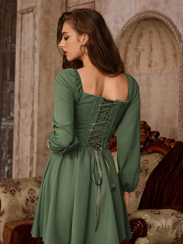 Scarlet Darkness Victorian Cocktail Party Corset Dress with Pockets