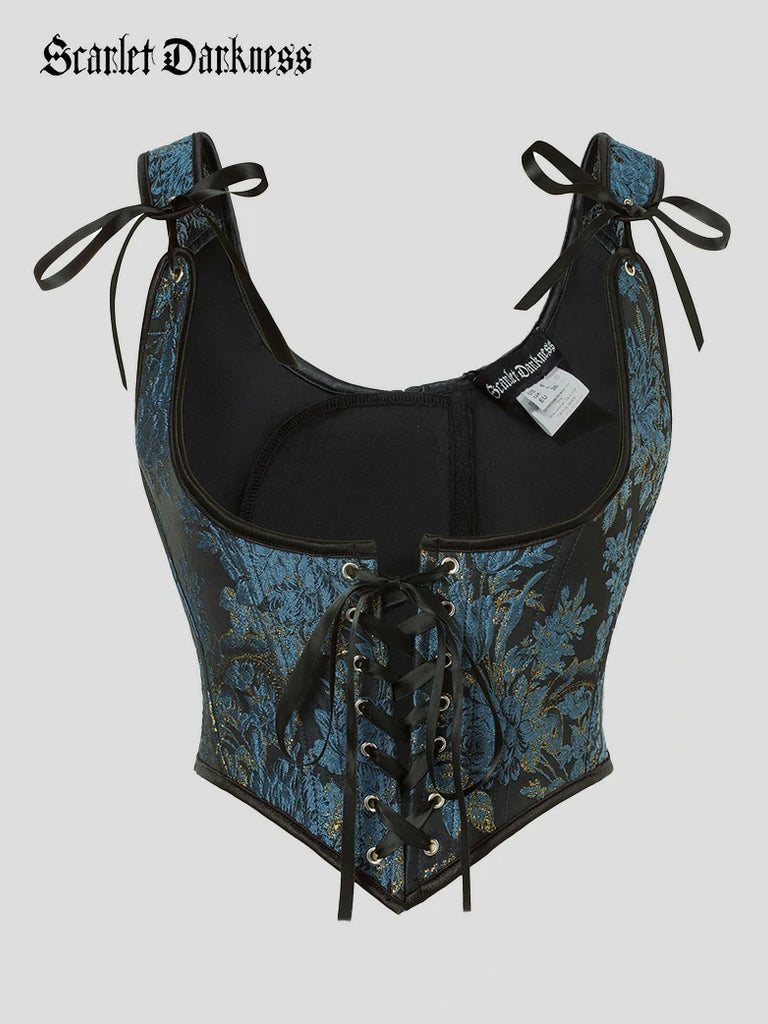 Scarlet Darkness Renaissance Jacquard Under bust Corset for Fairy Cosplay