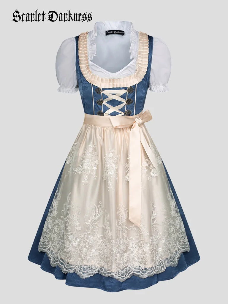 3pcs Set Jacquard German Bavarian Oktoberfest Costume SCARLET DARKNESS