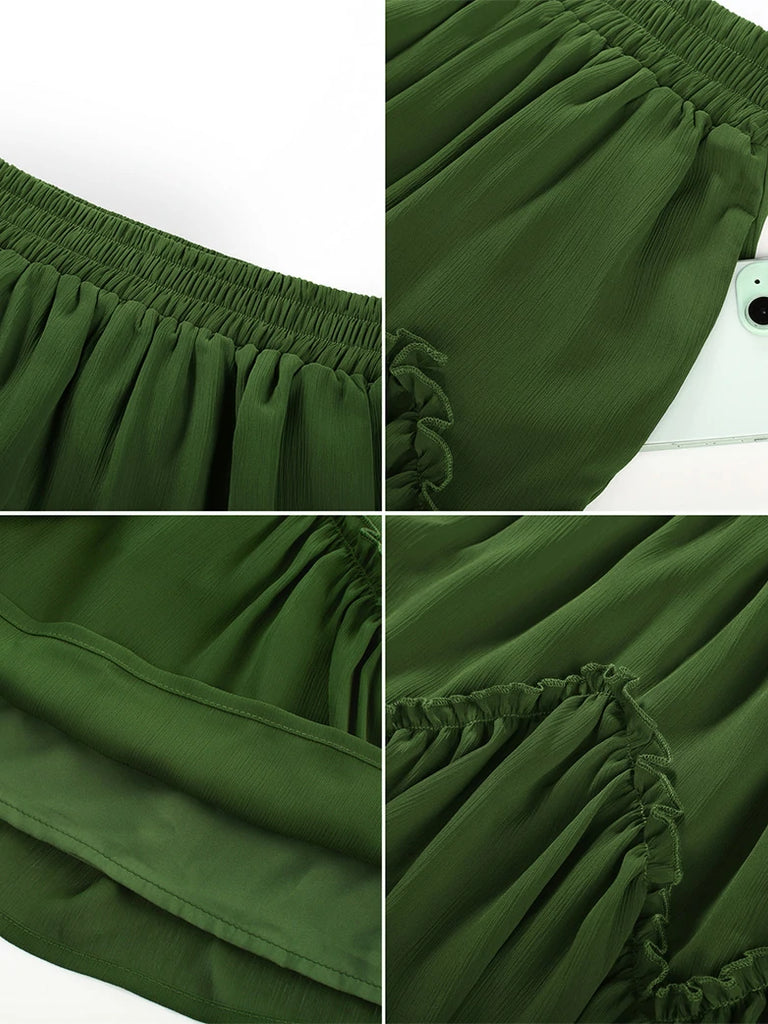 Scarlet Darkness 2025 Pirate Boho Tiered Chiffon Swing Mini Skirt