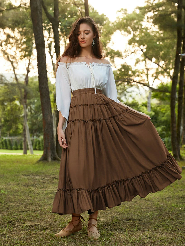 Scarlet Darkness Prairie Renaissance Layered and Versatile Pocket Skirt