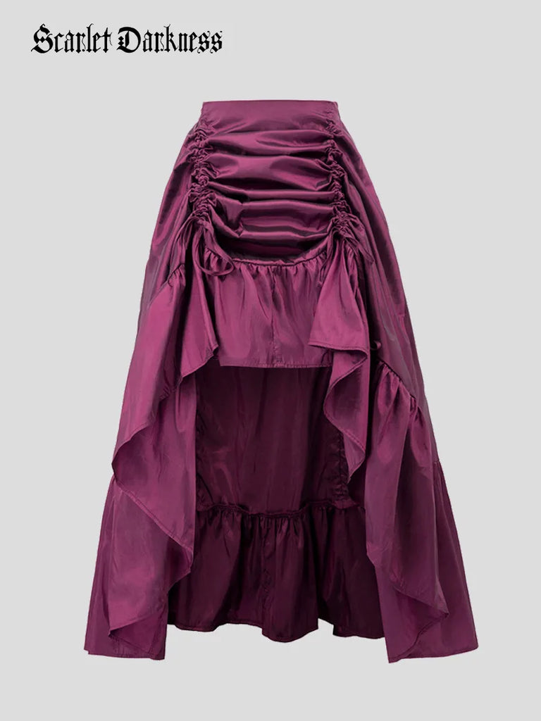 Gothic Chameleon High-Low Drawstring Skirt Scarlet Darkness
