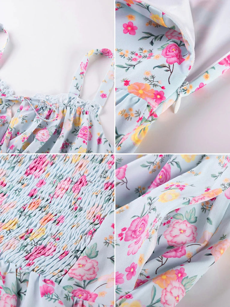 Scarlet Darkness Spring Victorian Floral Pockets Corset Milkmaid Dress