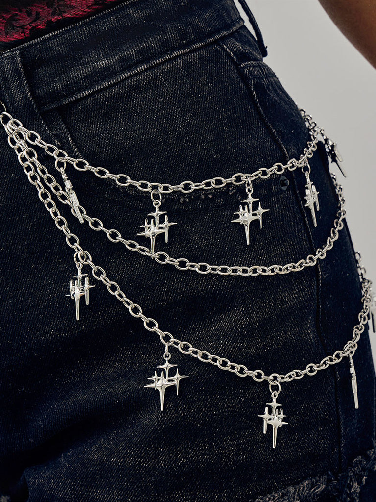 Scarlet Darkness Gothic Multi-layered Four-pointed Star Pendant Trouser Chain