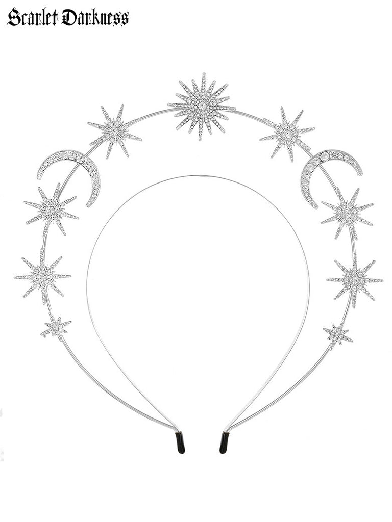 Scarlet Darkness Fantasy Fashion Star Moon Goddess Hair Crown