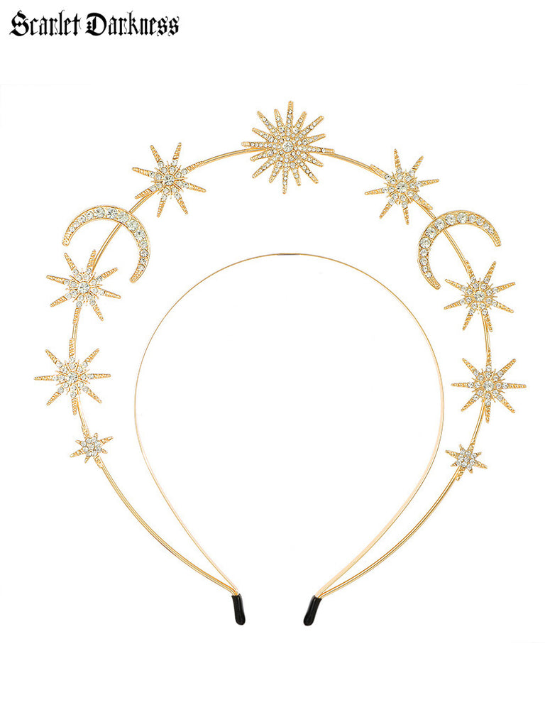 Scarlet Darkness Fantasy Fashion Star Moon Goddess Hair Crown