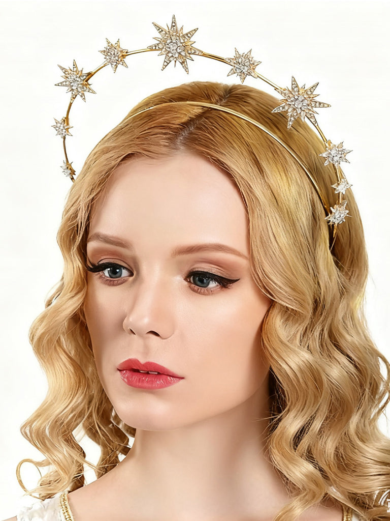 Scarlet Darkness Baroque Style Double-layer Star Hair Crown
