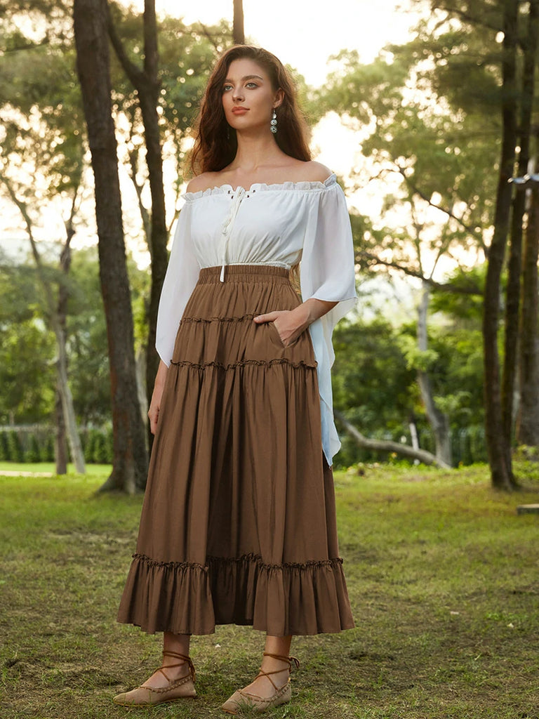 Scarlet Darkness Prairie Renaissance Layered and Versatile Pocket Skirt