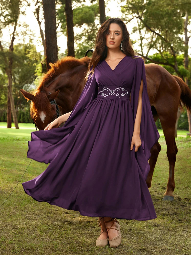 scarlet darkness dress Renaissance Purple Embroidered Chiffon Pockets Curvy And Confident shoulder band ensures a What Is a Black-tie Combined Color:Desert Rose Rosewater