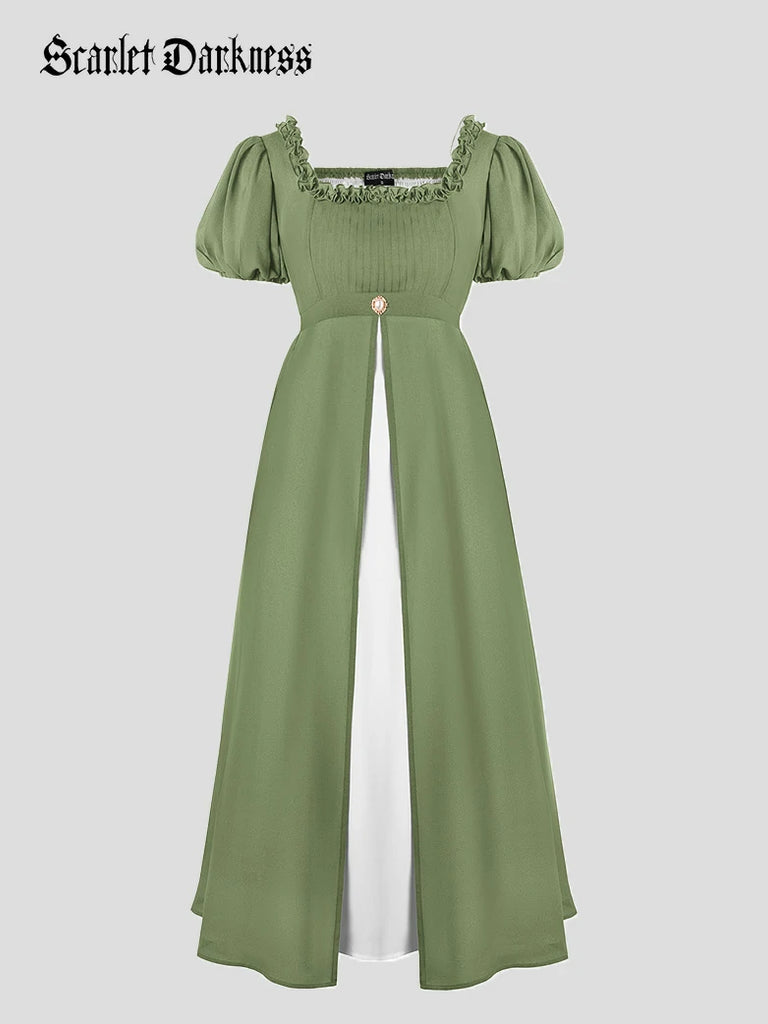 Scarlet Darkness Bridgeton Vintage Victoria Party Dress with Pockets Green