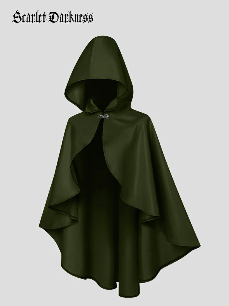 Scarlet Darkness 2025 Renaissance Wizard Short Hooded Cloak