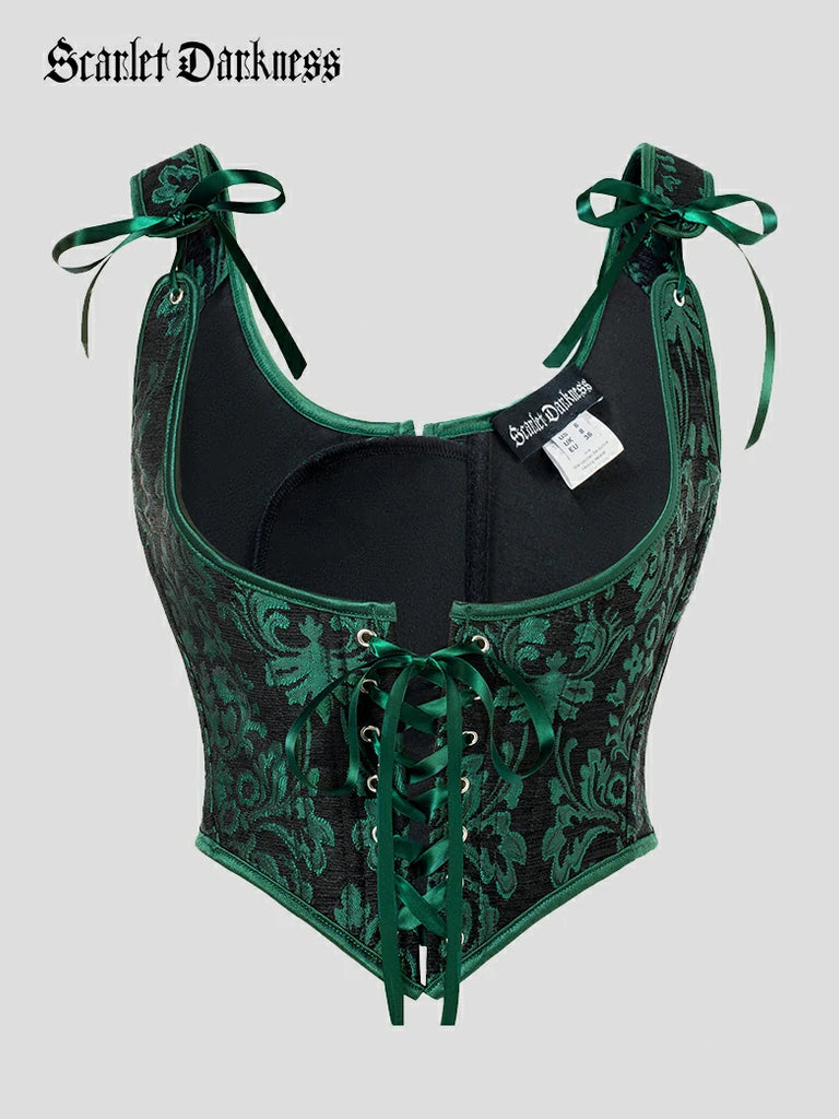 Scarlet Darkness Renaissance Jacquard Under bust Corset for Fairy Cosplay