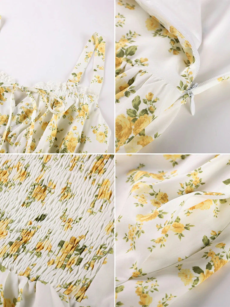 Scarlet Darkness Spring Victorian Floral Pockets Corset Milkmaid Dress