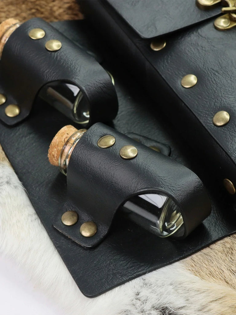 Scarlet Darkness Medieval Viking Knight Faux Leather Waist Bag Belt Set