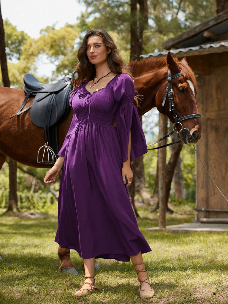Scarlet Darkness Renaissance Faire Long Slit Sleeve Pockets Dress