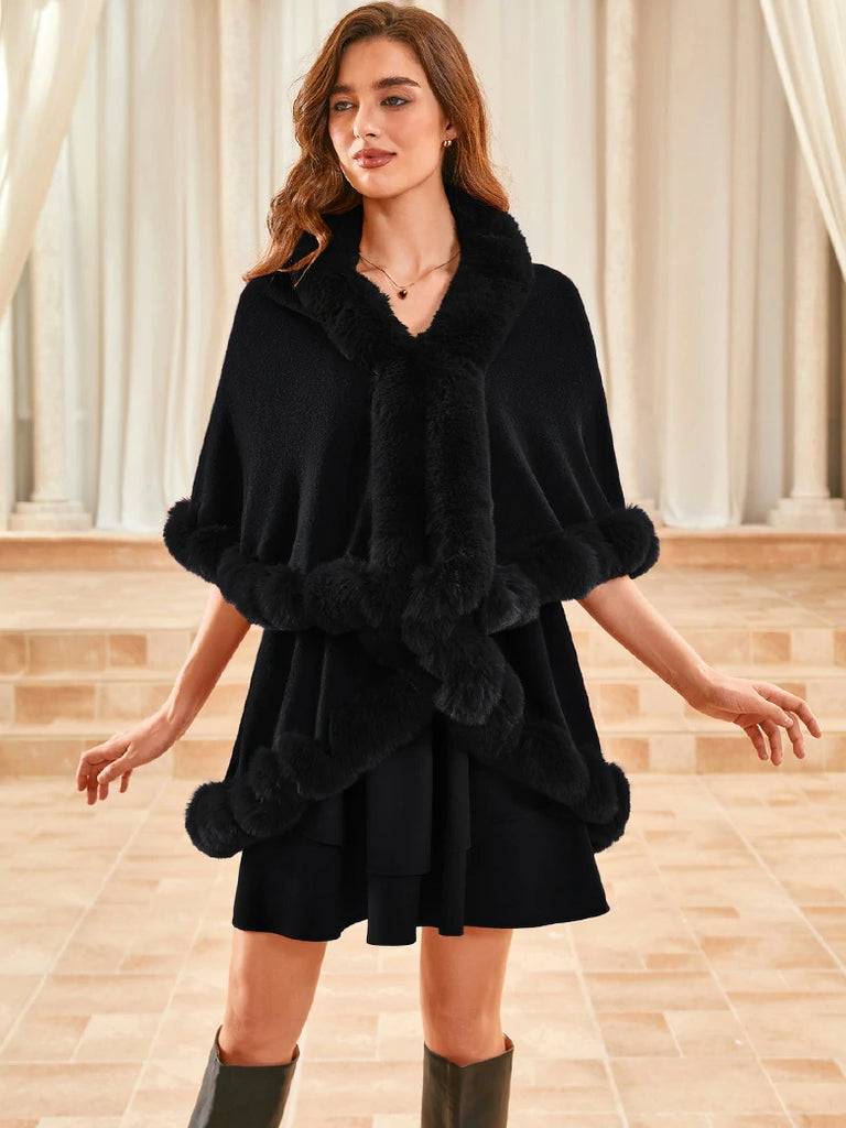 Scarlet Darkness Christmas Vicotiran Double-layer Fur Collar Cape