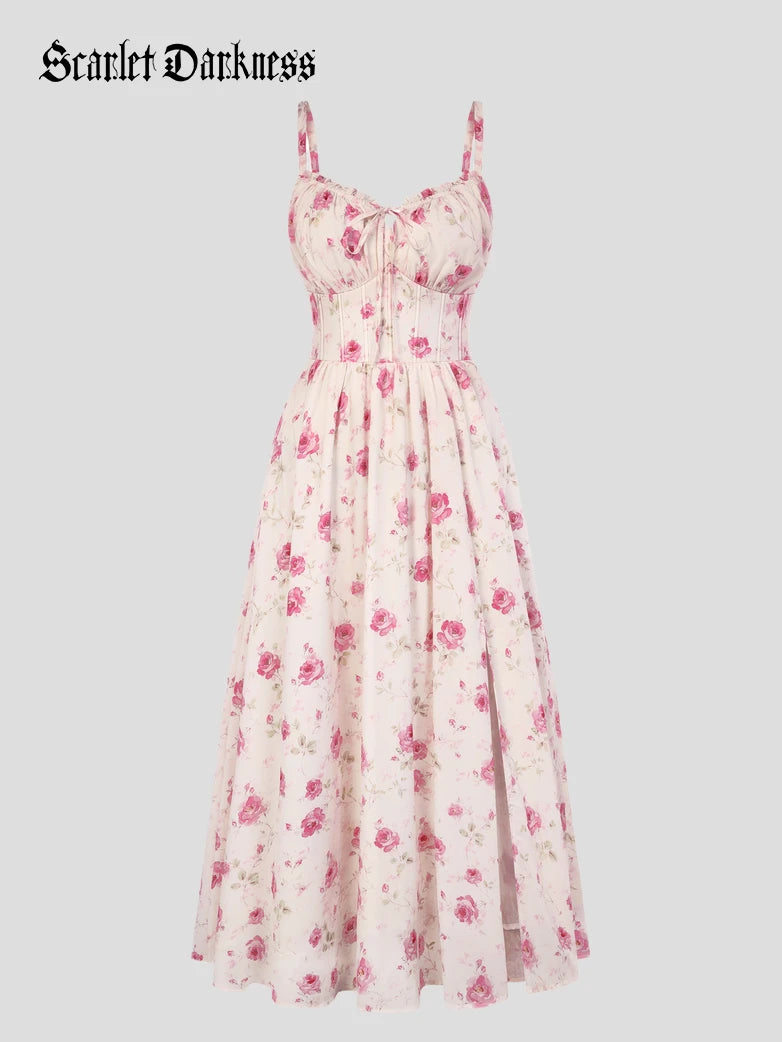 2026 Spring Summer Slit Flower Dress with Pockets 2026 Spring Summer Slit Flower Dress with Pockets