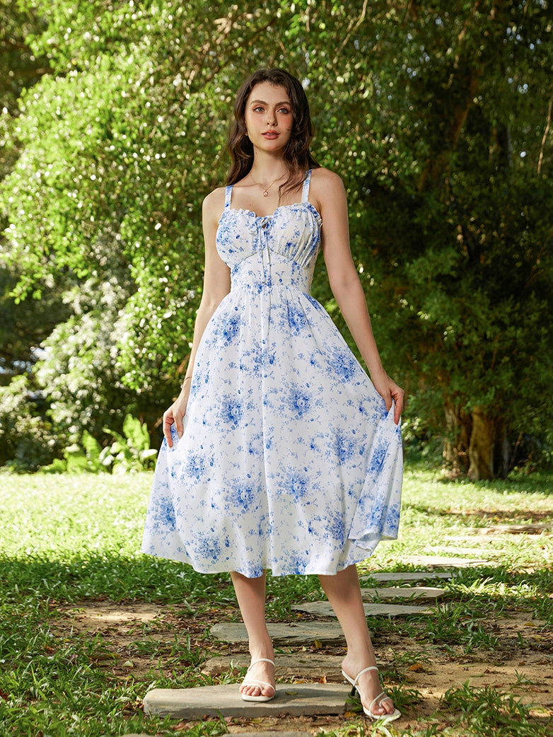 Scarlet Darkness 2026 Floral Corset Dress Long Milkmaid Dress with