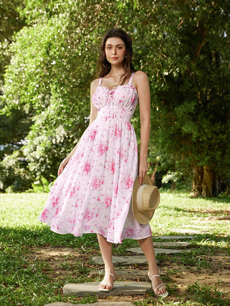 Scarlet Darkness 2026 Floral Corset Dress Long Milkmaid Dress with