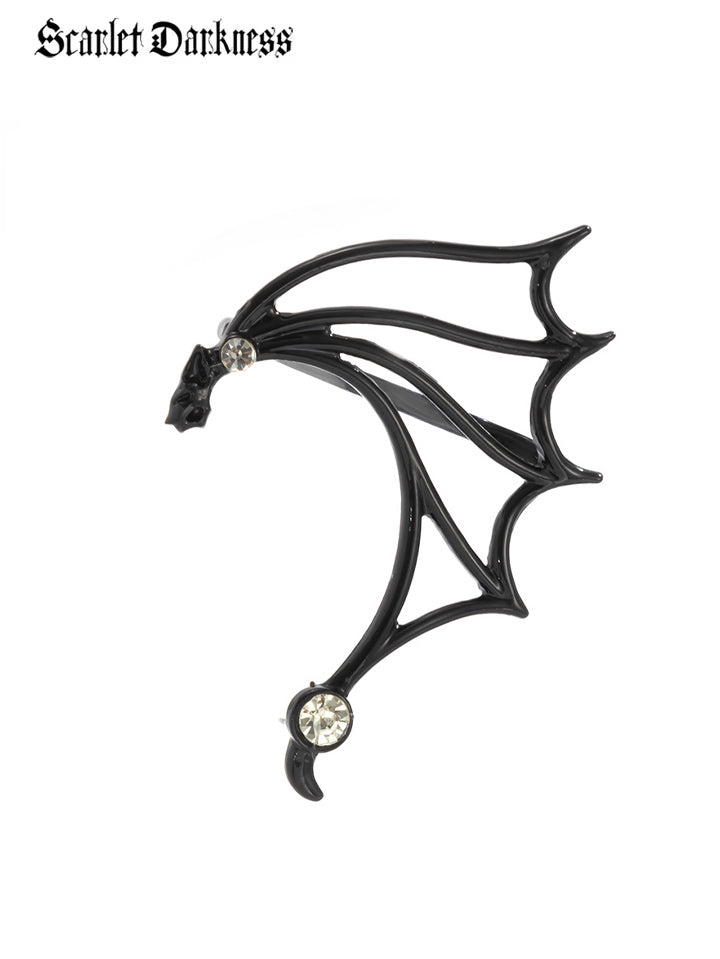 Scarlet Darkness Black Geometric Hollow Elf Wing Earring One Piece Black