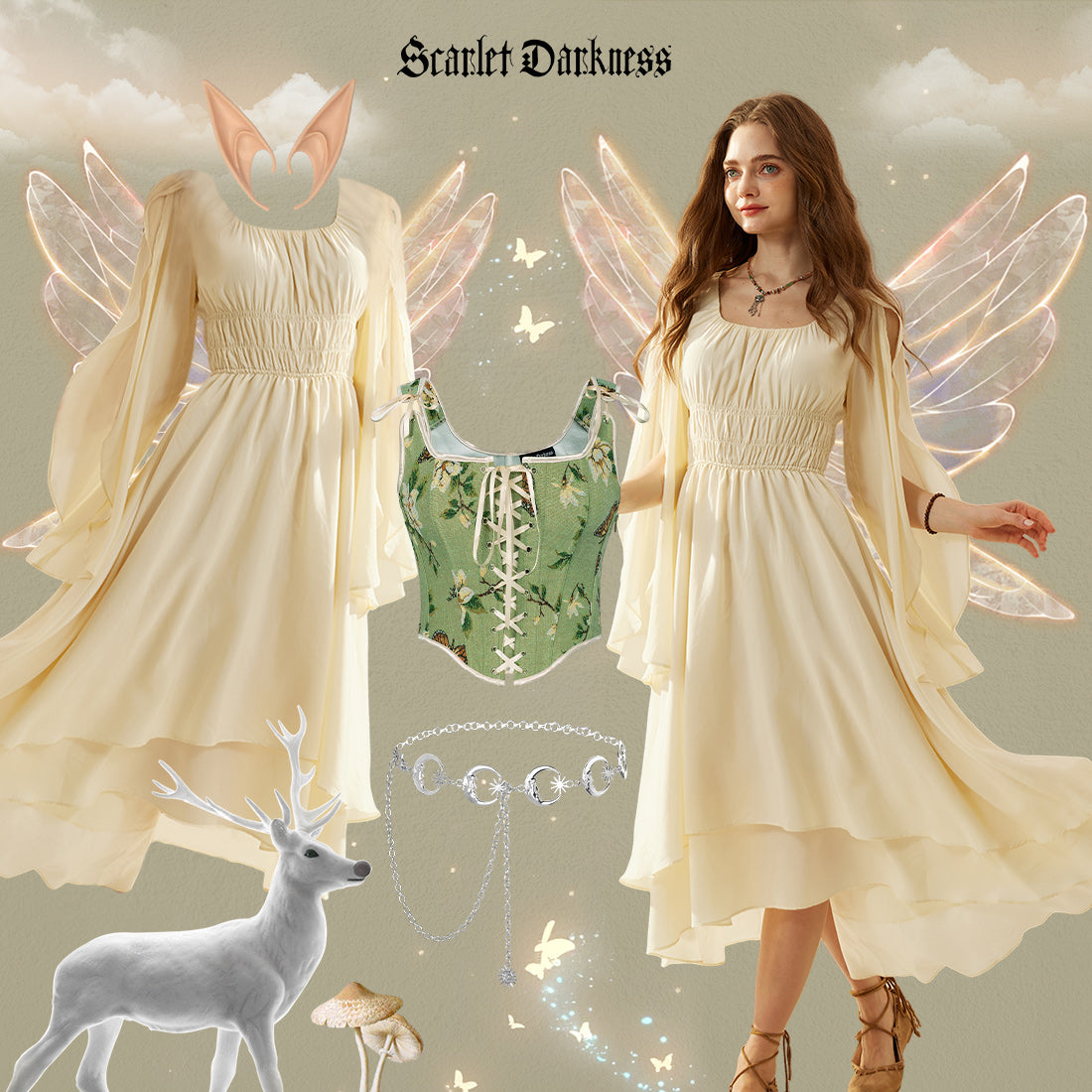 SCARLET DARKNESS Dames Renaissance Jurken Cowl Hals Klokmouwen A-Lijn SCARLET DARKNESS Dames Renaissance Jurken Cowl Hals Klokmouwen A-Lijn