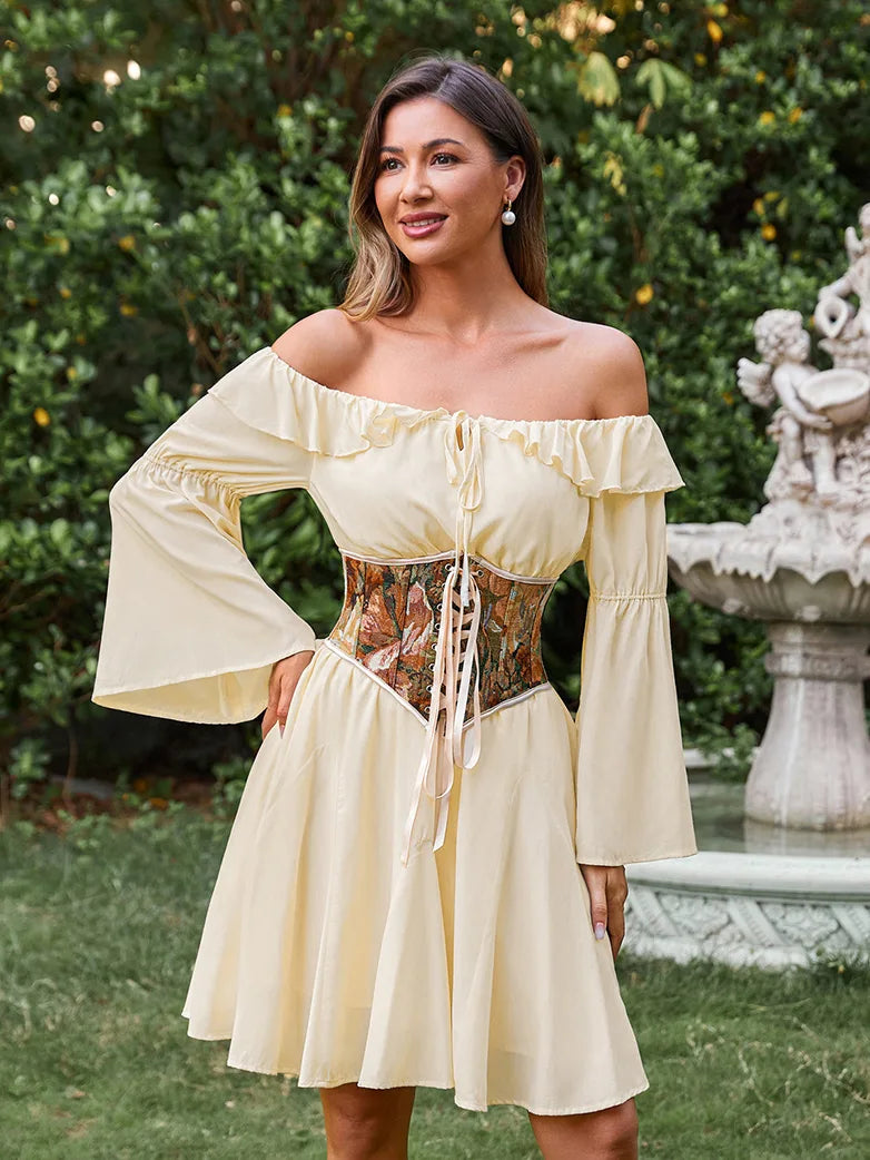 Underbust Corset White Dress With Corset Belt Renaissance Corset