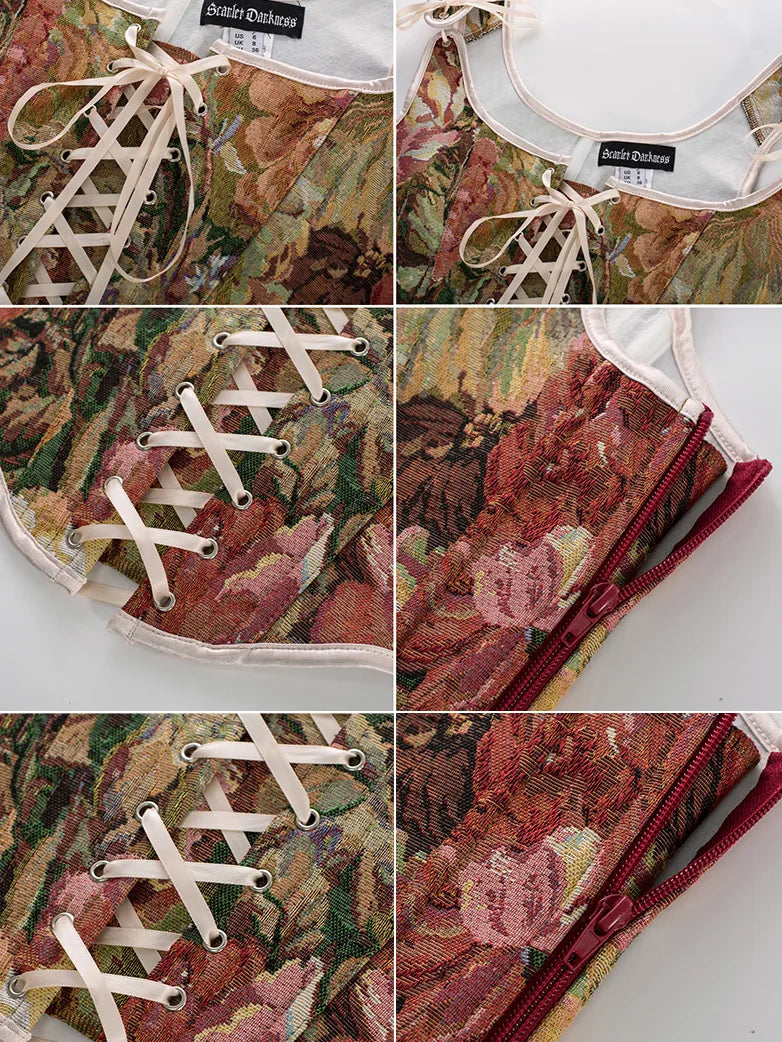 Corsetto Rinascimentale Donna SCARLET DARKNESS - Top Con Lacci E Stampa Floreale - Foto 10