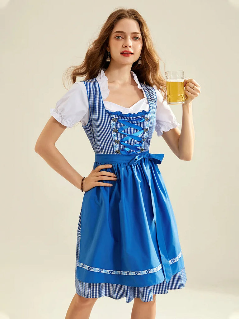JASAMBAC Dirndl voor dames, 3-delig Oktoberfest klederdrachtjurk, dirndljurken, carnaval, Oktoberfest, feestkostuum, blauw groen., XL JASAMBAC Dirndl voor dames, 3-delig Oktoberfest klederdrachtjurk, dirndljurken, carnaval, Oktoberfest, feestkostuum, blauw groen., XL
