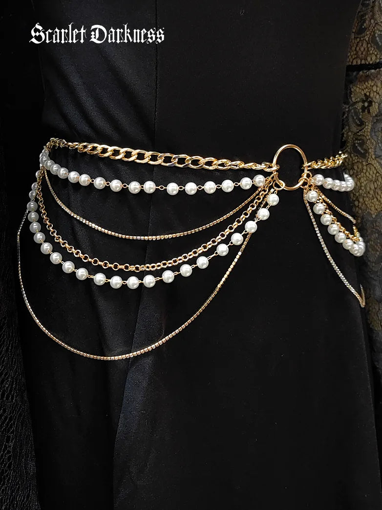 Scarlet Darkness Gothic Fashion Layered Waist Chain