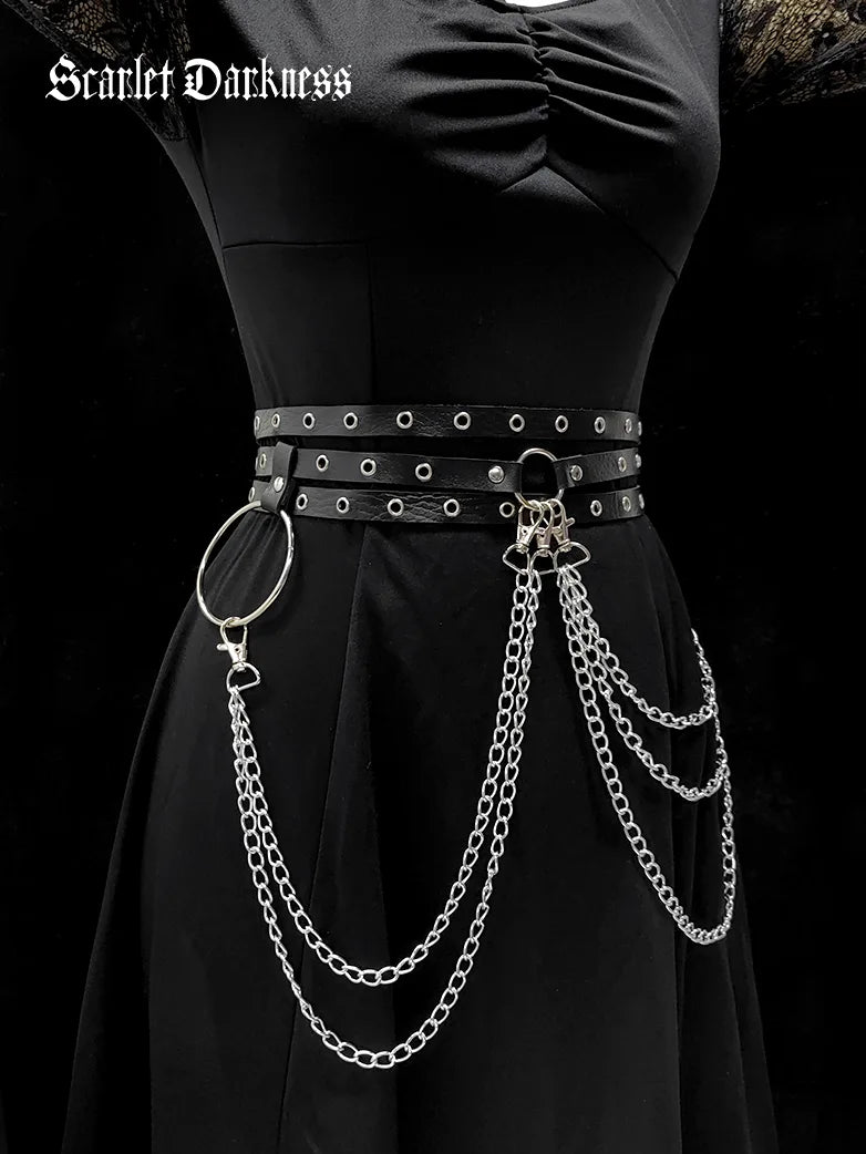 Scarlet Darkness Gothic Fashion Leather Belt Chain Scarlet Darkness Gothic Fashion Leather Belt Chain