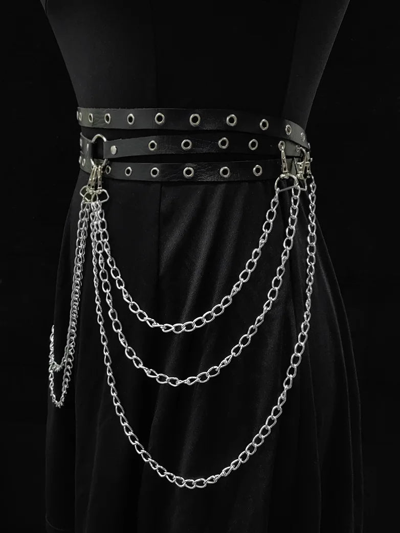小物 archive grunge belt goth punk chainmail Scarlet Darkness Gothic Fashion Leather Belt Chain
