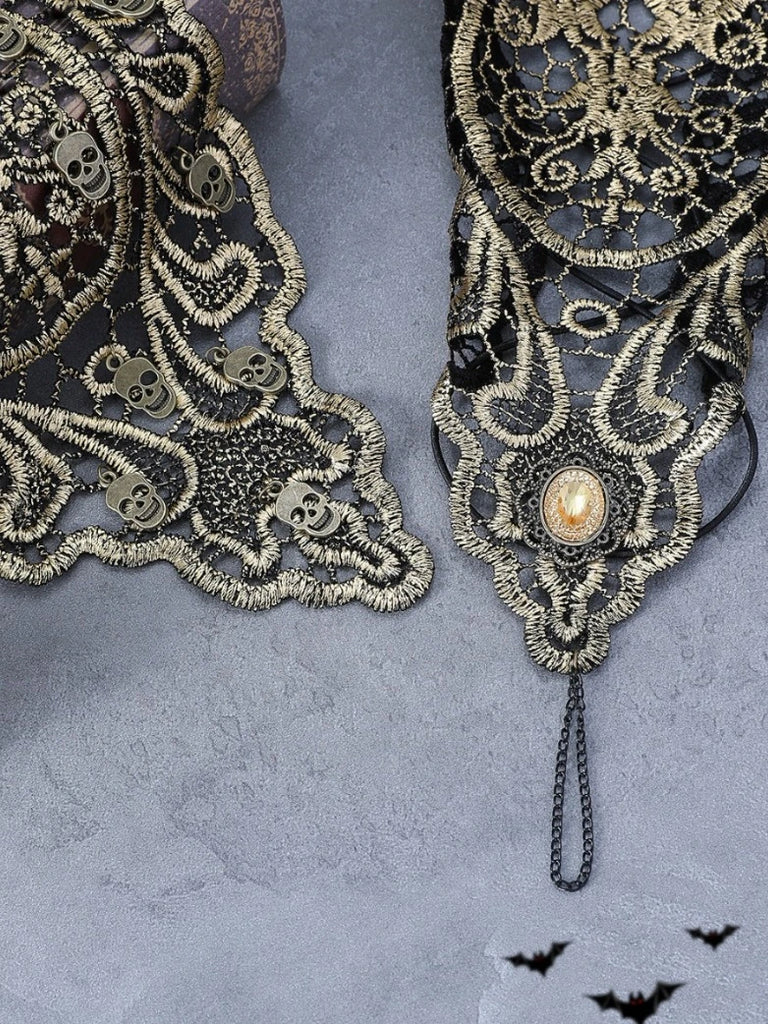 Scarlet Darkness Scarlet Darkness Fingerless Lace-up High-elastic Gloves