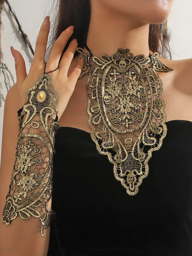 Scarlet Darkness Scarlet Darkness Fingerless Lace-up High-elastic Gloves