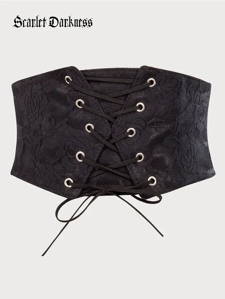 SCARLET DARKNESS Cintura da donna vintage Cintura a corsetto con lacci Stampa floreale Abbigliamento medievale per feste Nero 36 SCARLET DARKNESS Cintura da donna vintage Cintura a corsetto con lacci Stampa floreale Abbigliamento medievale per feste Nero 36