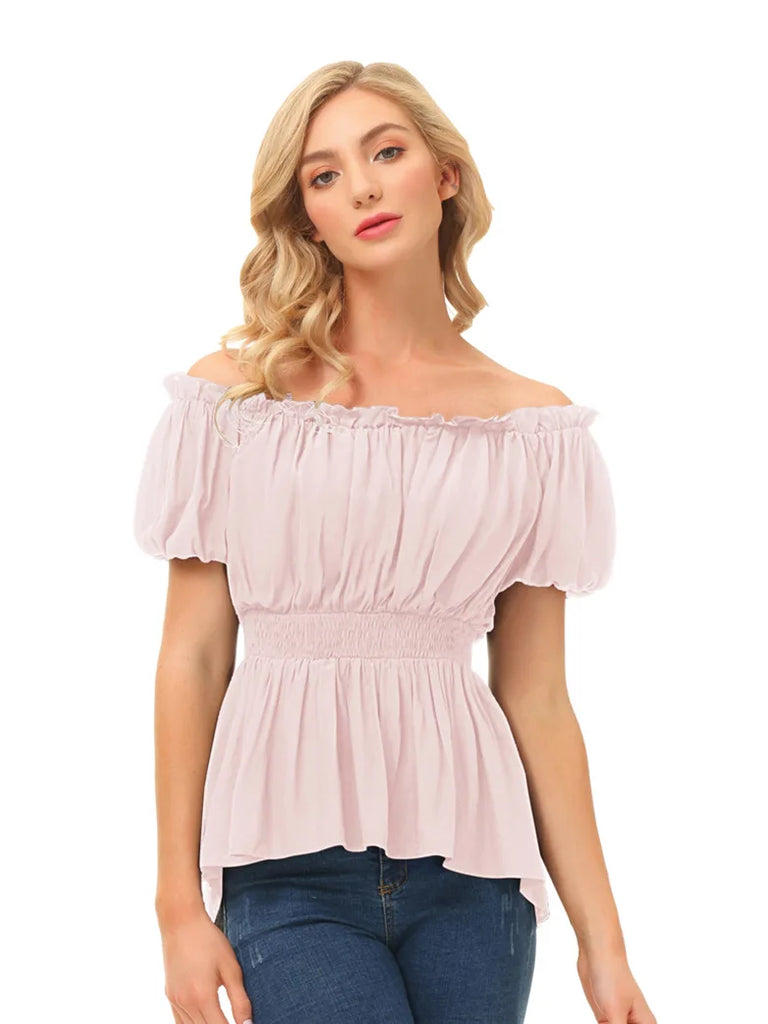 Scarlet Darkness Top Renaissance Off-Shoulder Pirate Blouse