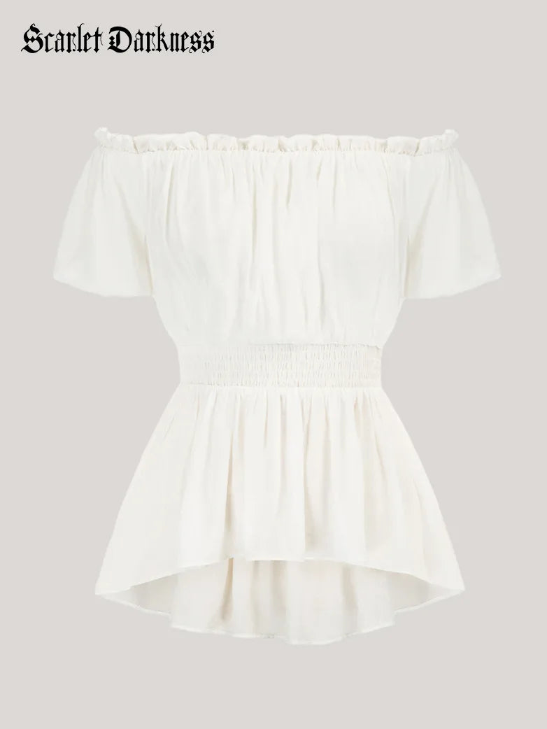 Camicetta Medievale Donna Con Scollo A U E Maniche A Sbuffo - Stile Cottagecore