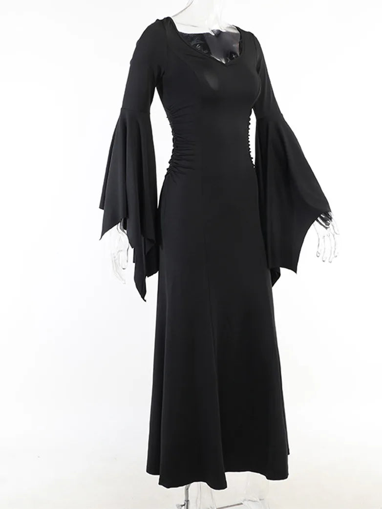 Morticia Addams Gothic Bat Sleeve Maxi Bodycon Dress Morticia Addams Gothic Bat Sleeve Maxi Bodycon Dress