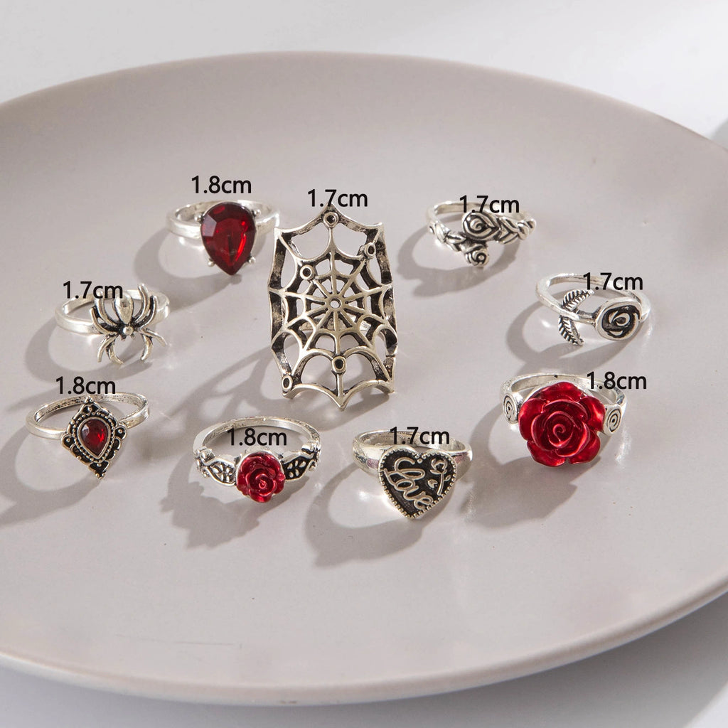 Scarlet Darkness Women's Halloween Vampire Ring Set