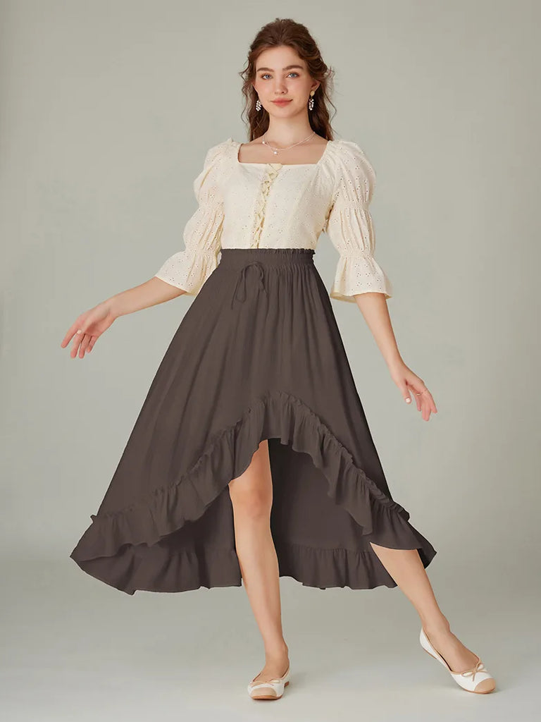 Scarlet Darkness Women Renaissance Tiered Swing Pockets Skirt