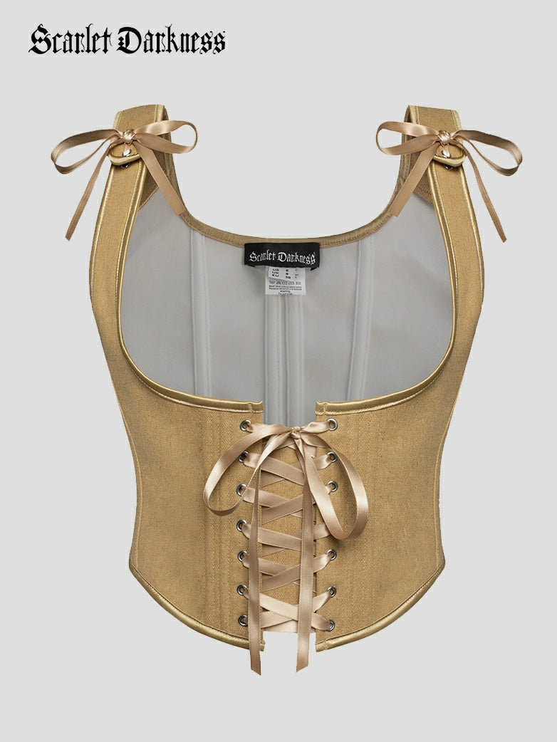 Corsetto Rinascimentale Donna SCARLET DARKNESS - Top Con Lacci E Stampa Floreale - Foto 5