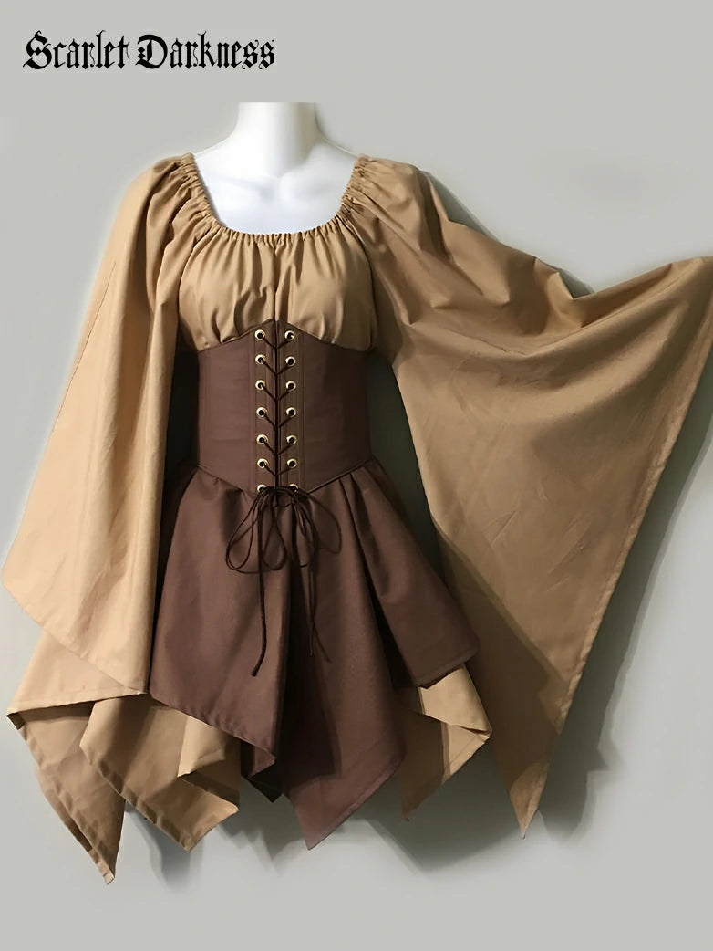Scarlet Darkness Women Renaissance Dress Split Bell Sleeve