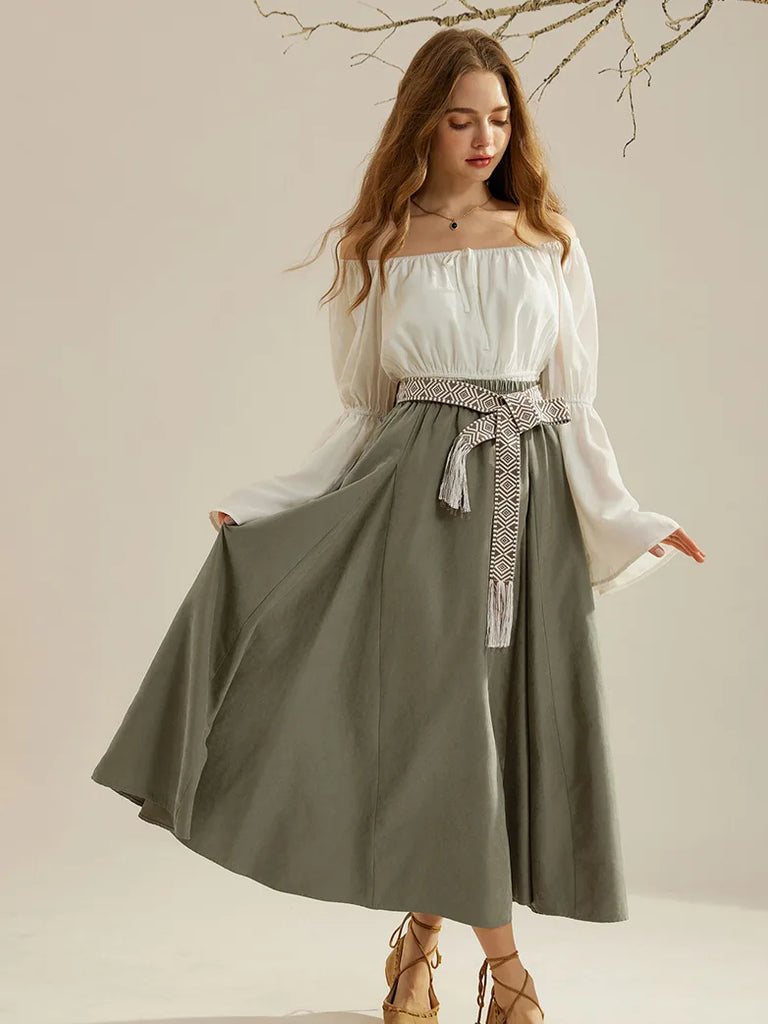 Scarlet Darkness Women Renaissance Tiered Swing Pockets Skirt